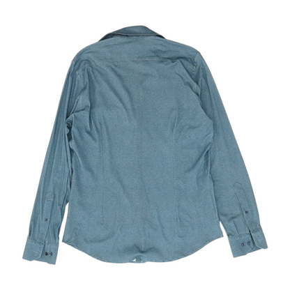 Blue Solid Long Sleeve Button Down