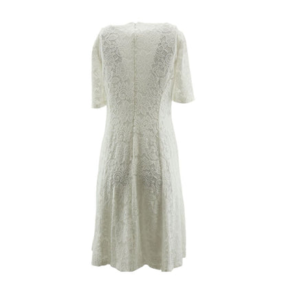 White Solid Midi Dress