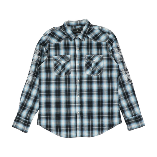Blue Plaid Long Sleeve Button Down