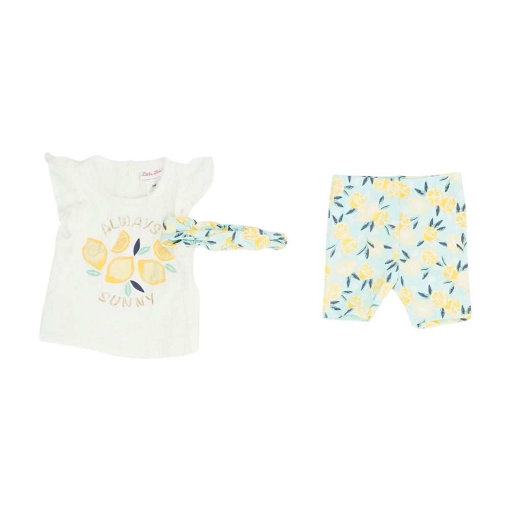 White Graphic Short Sleeve Set
