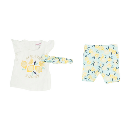 White Graphic Short Sleeve Set