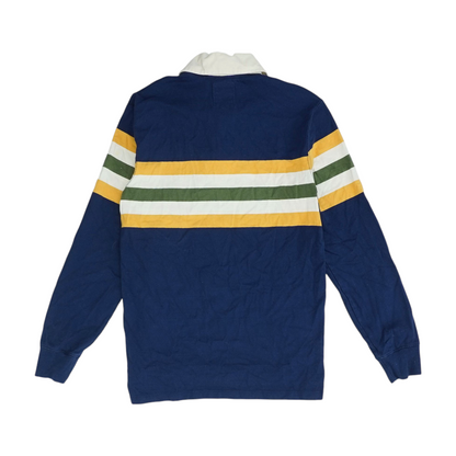 Navy Color Block Long Sleeve Polo