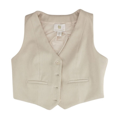 Beige Solid Suit Vest