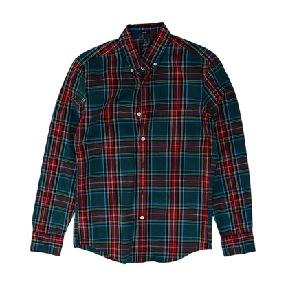 Green Plaid Long Sleeve Button Down