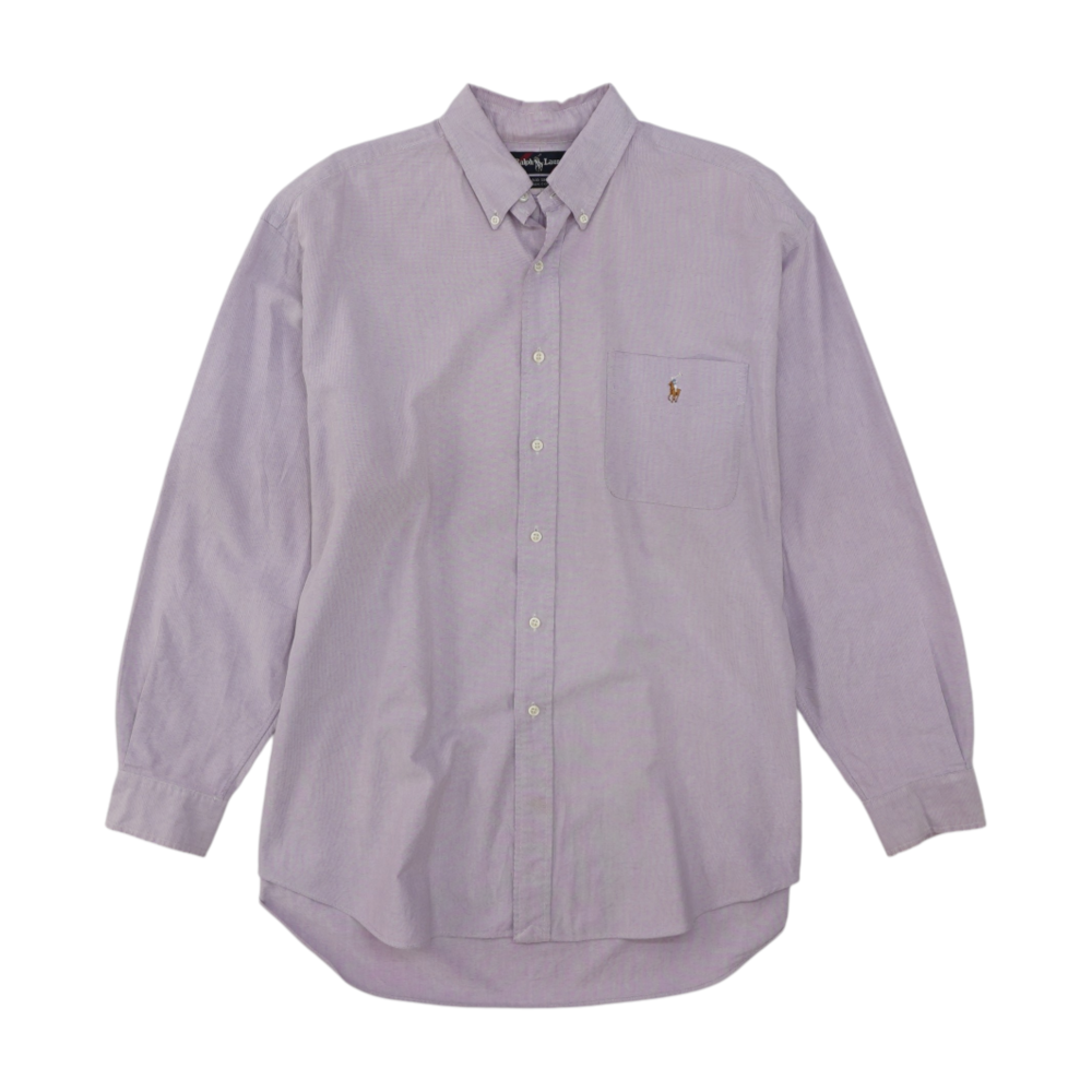 Purple Solid Long Sleeve Button Down
