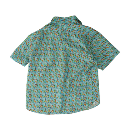 Blue Print Short Sleeve Button Down