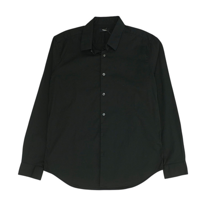 Black Solid Long Sleeve Button Down