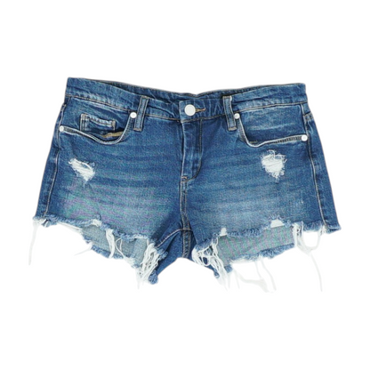 Blue Solid Denim Shorts