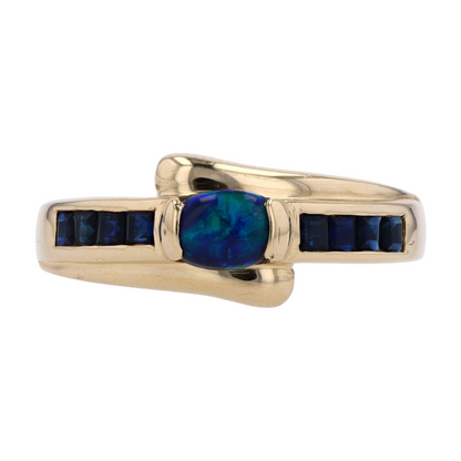 14K Yellow Gold Opal Band Ring