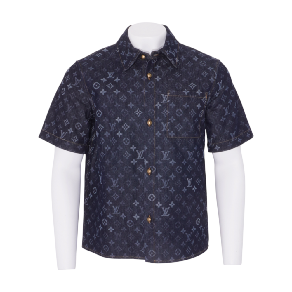 Monogram Denim Short-Sleeved Shirt