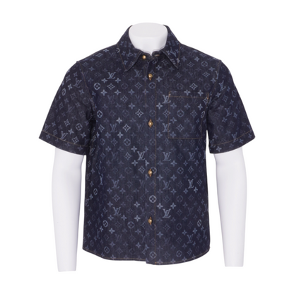 Monogram Denim Short-Sleeved Shirt