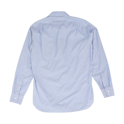 Blue Solid Long Sleeve Button Down