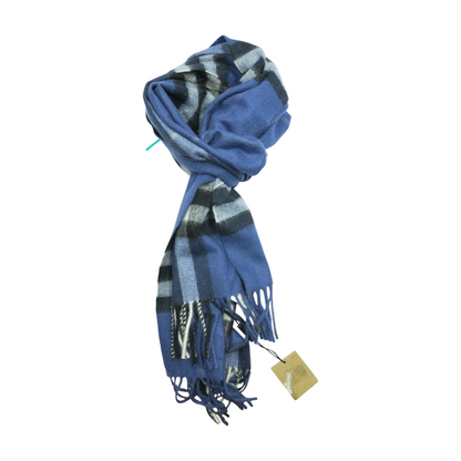 Thistle Blue Giant Icon Check Cashmere Scarf