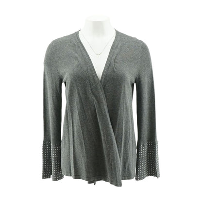 Gray Solid Cardigan Sweater