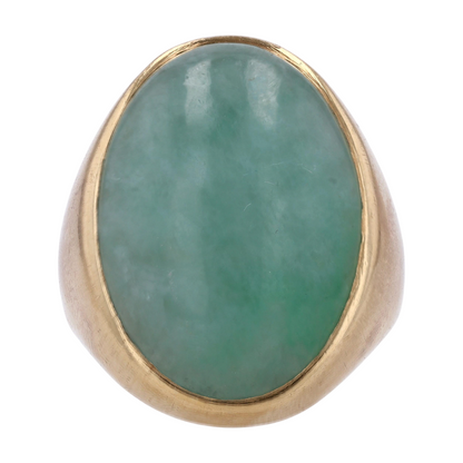 14K Yellow Gold Jade Fashion Ring