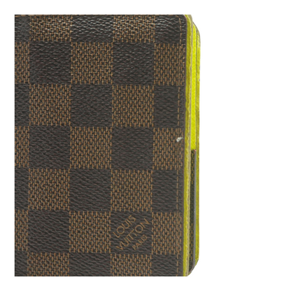 Yellow Leather Damier Ebene Canvas