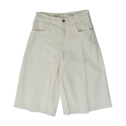 White Solid Denim Capris