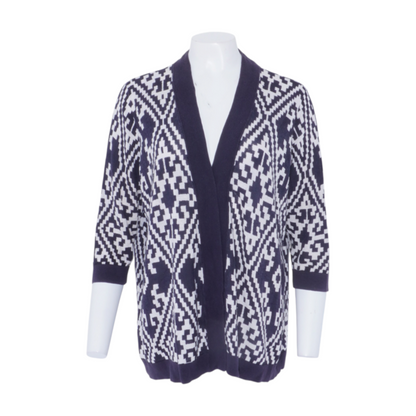 Navy Plus Size Abstract Cardigan Sweater