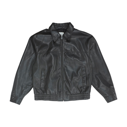 Brown Solid Leather Jacket