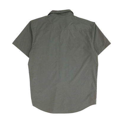 Gray Solid Short Sleeve Button Down