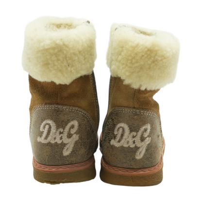 Brown Leather Boot with Shearling Lining