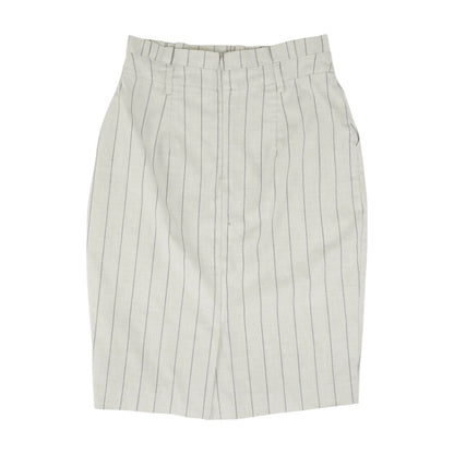Beige Striped Midi Skirt