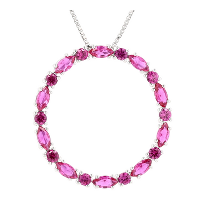 Sterling Silver Synthetic Ruby Pendant Necklace