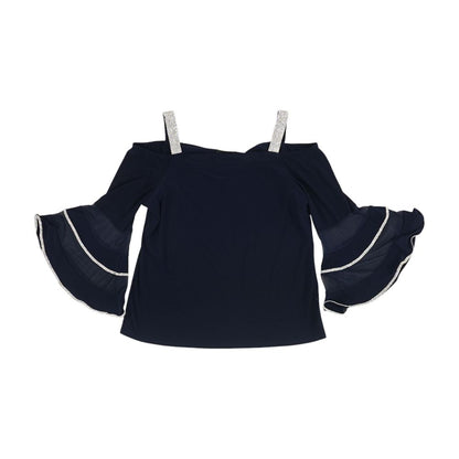 Navy Solid 3/4 Sleeve Blouse
