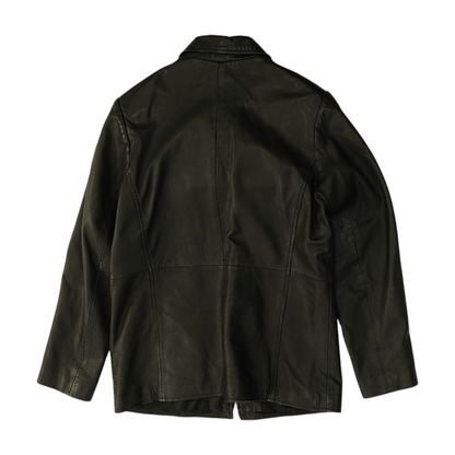 Black Solid Leather Jacket
