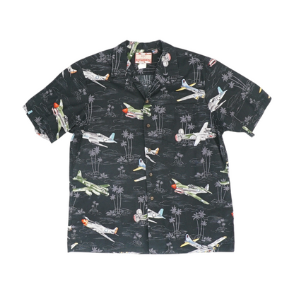 Vintage Black Tropical Short Sleeve Button Down