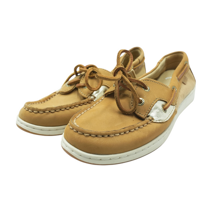 Tan Lace-Up Flats