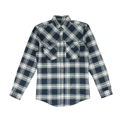 Navy Plaid Flannel Button Down
