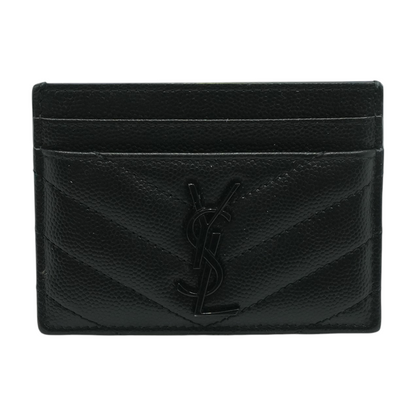 Cassandre Matelesse Card Case in Black Grain De Poudre Leather
