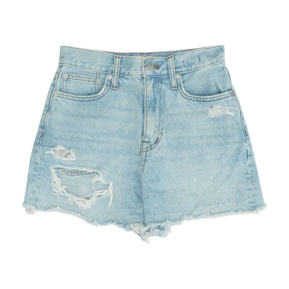 Blue Solid Denim Shorts