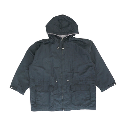 Vintage Black Solid Rain Jacket