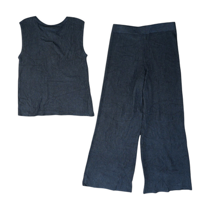 Navy Solid Pant Set