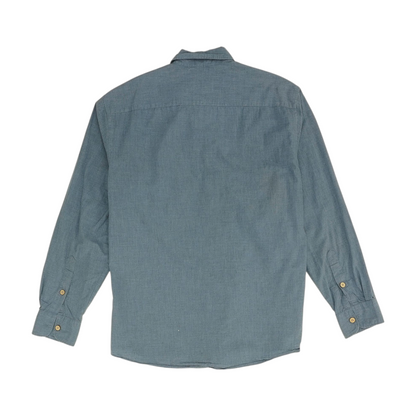 Blue Solid Long Sleeve Button Down