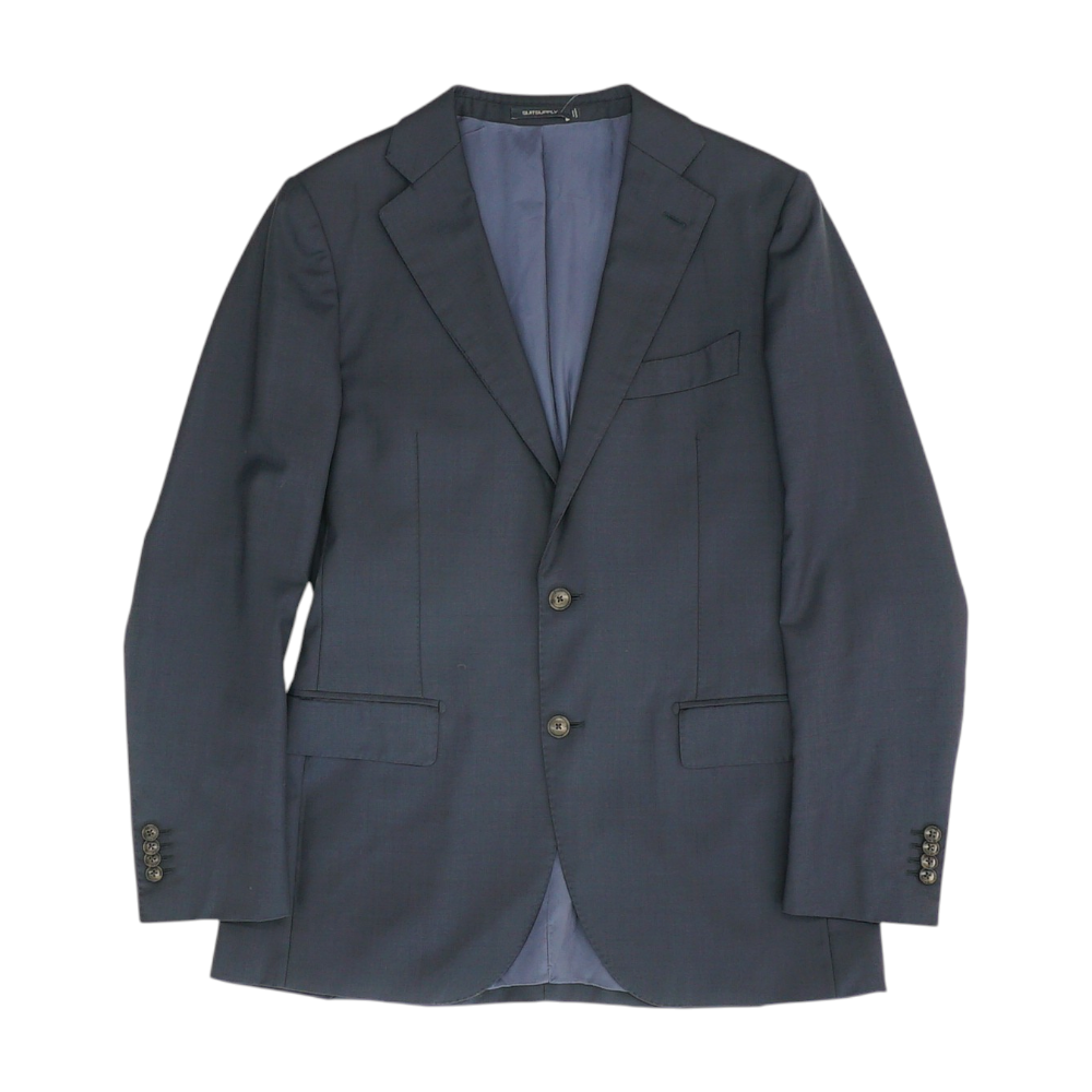 Navy Long Solid Suit Jacket