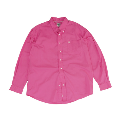 Neon Pink Solid Long Sleeve Button Down