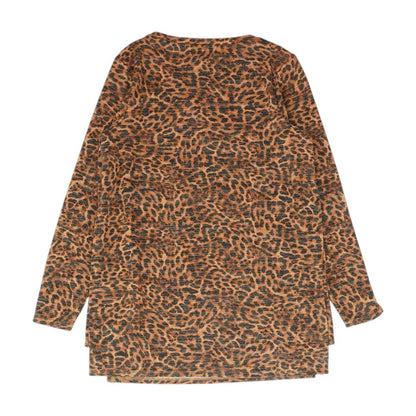 Brown Animal Print Crewneck Sweater