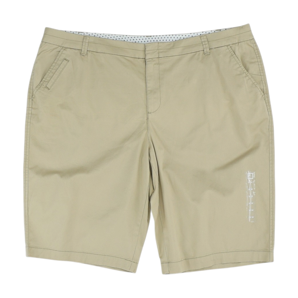 Beige Plus Size Solid Chino / Khaki Shorts