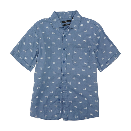 Blue Print Short Sleeve Button Down