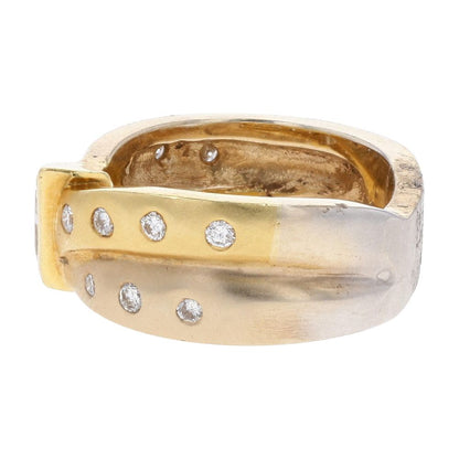 5/8 Ct 18K Gold Trillion Diamond Center With Round Diamond Accents Band
