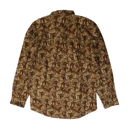 Brown Animal Print Flannel Button Down