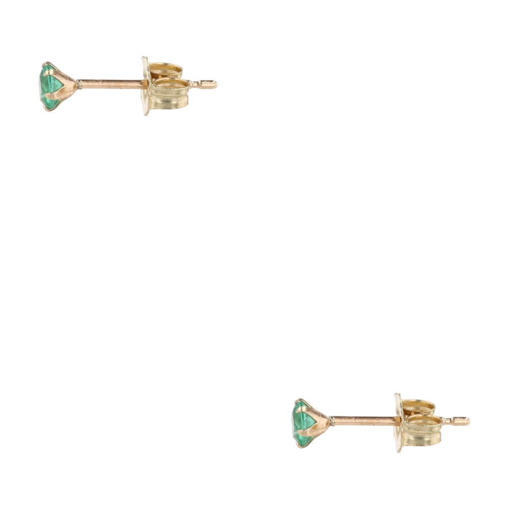 10K Yellow Gold Green Stone Stud Earrings