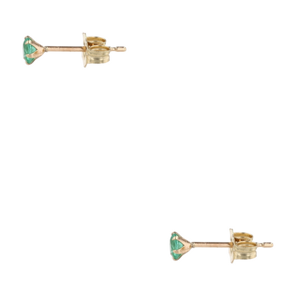 10K Yellow Gold Green Stone Stud Earrings