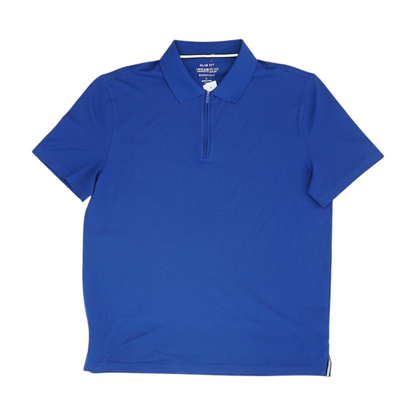 Blue Solid Short Sleeve Polo