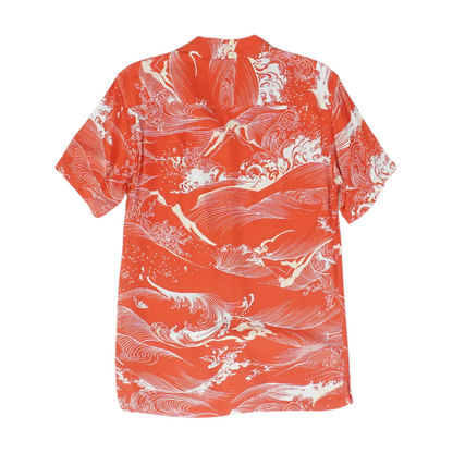 Red Graphic Short Sleeve Button Down