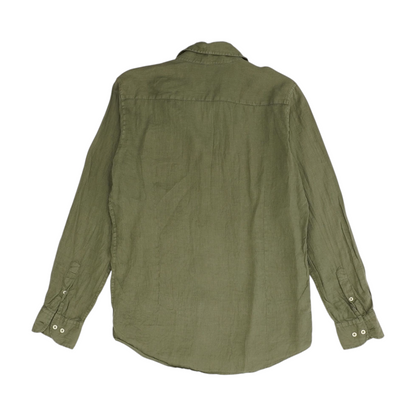 Green Solid Long Sleeve Button Down