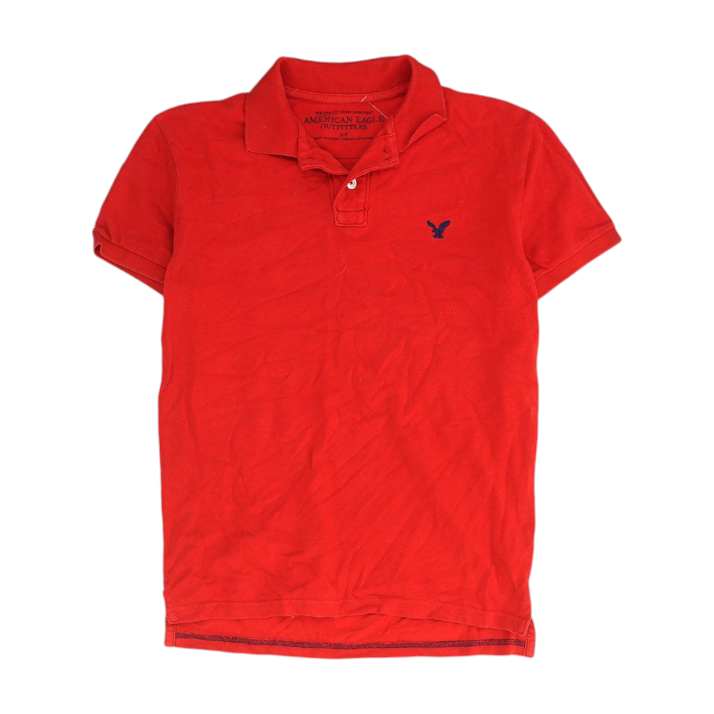 American Eagle Red Solid Short Sleeve Polo – Image 1